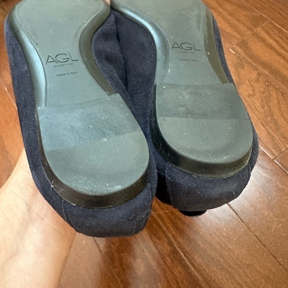 Agl Attilio Giusti Leombruni gold Studded Moc Loafers Flats Pointy Toe black 6.5 - Picture 6 of 10